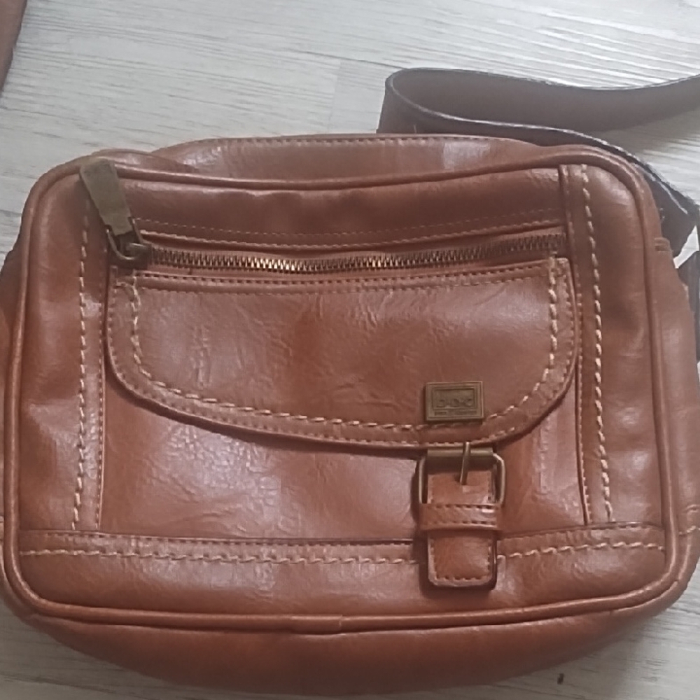 Boc Brown Leather Bag With Logo Patch - image 1